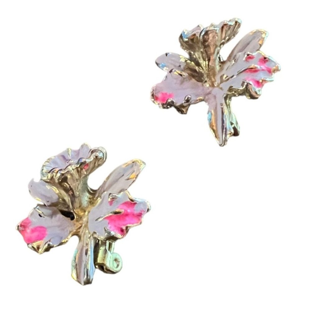 Pair of Vintage Thistle Flower Scottish Enamel Lapel Pin